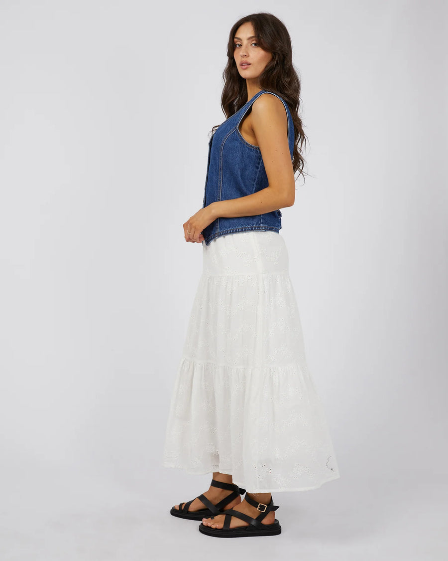 ALL ABOUT EVE SUTTON BRODERIE MAXI SKIRT - VINTAGE WHITE - WILDROSE
