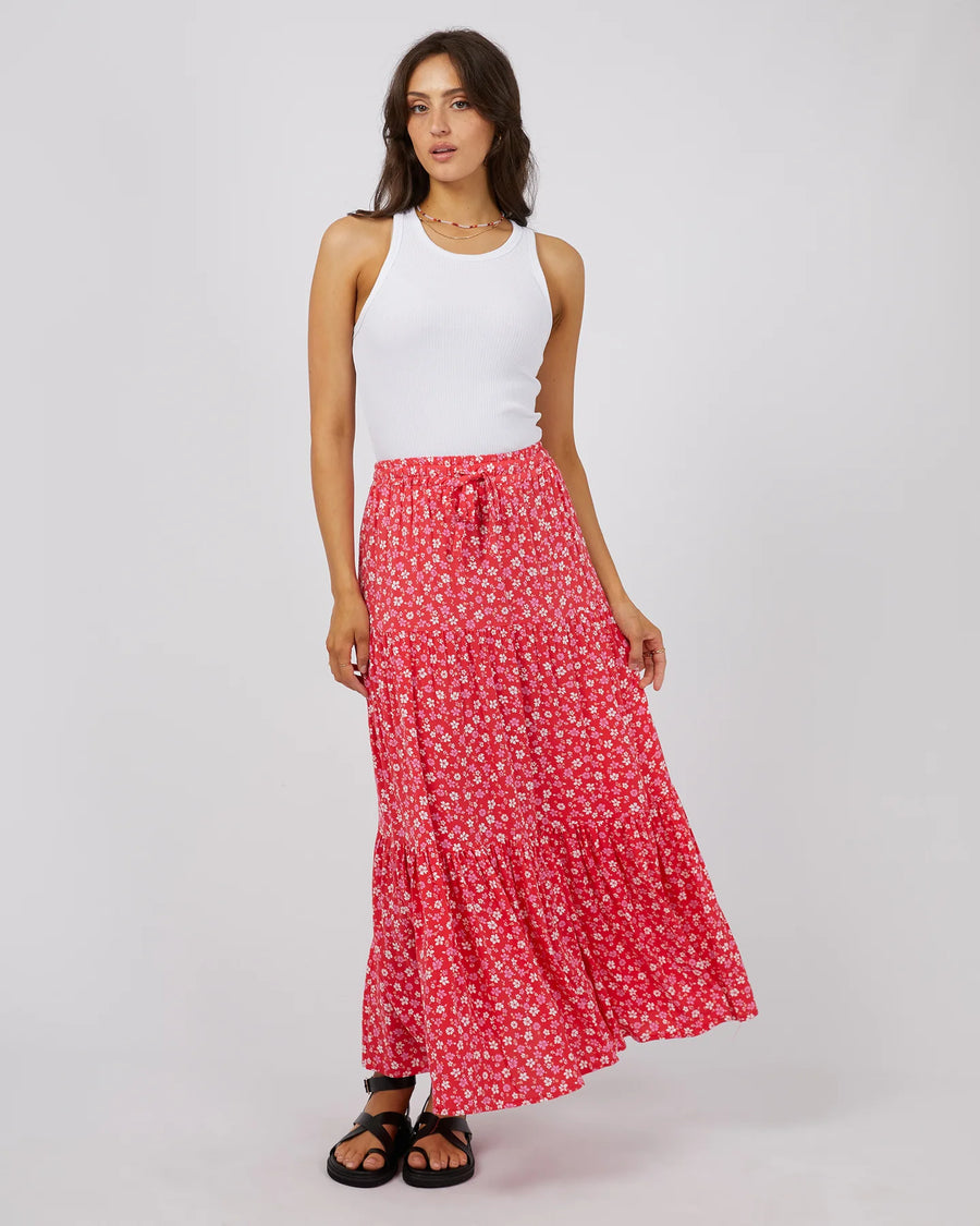 ALL ABOUT EVE DOLLY MAXI SKIRT - RED - WILDROSE