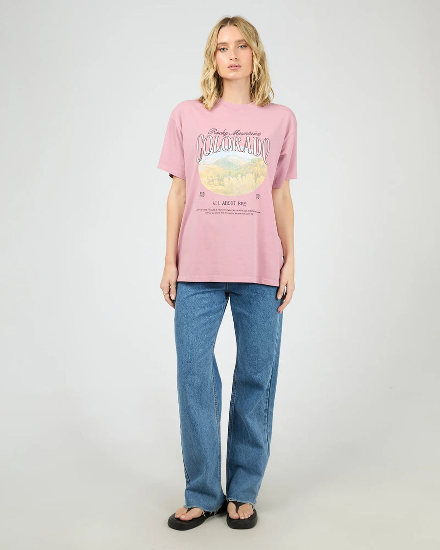 ALL ABOUT EVE ROCKY MOUNTAINS RELAXED TEE - QUARTZ PINK - WILDROSE