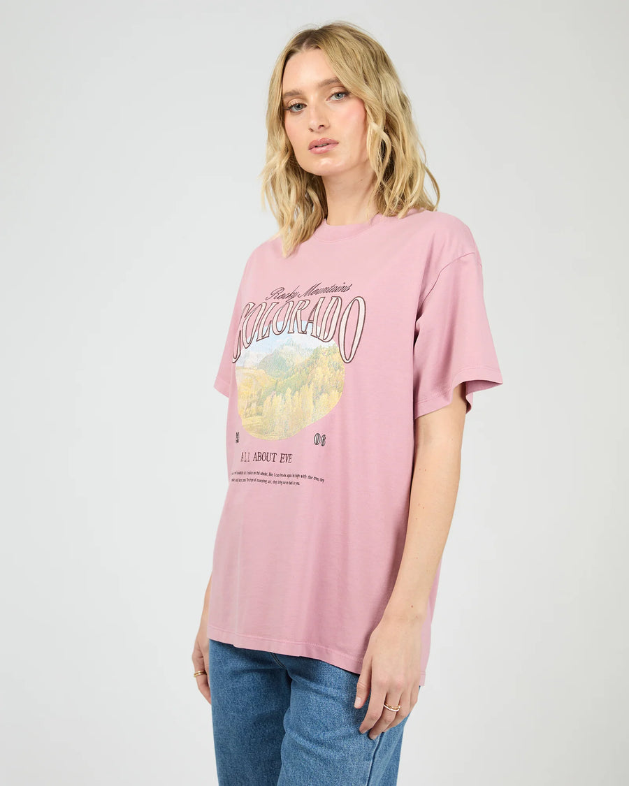 ALL ABOUT EVE ROCKY MOUNTAINS RELAXED TEE - QUARTZ PINK - WILDROSE