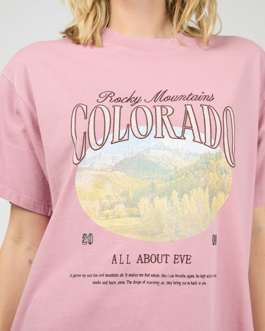 ALL ABOUT EVE ROCKY MOUNTAINS RELAXED TEE - QUARTZ PINK - WILDROSE