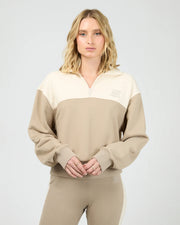 ALL ABOUT EVE LUXE ACTIVE QUARTER ZIP - STONE - WILDROSE