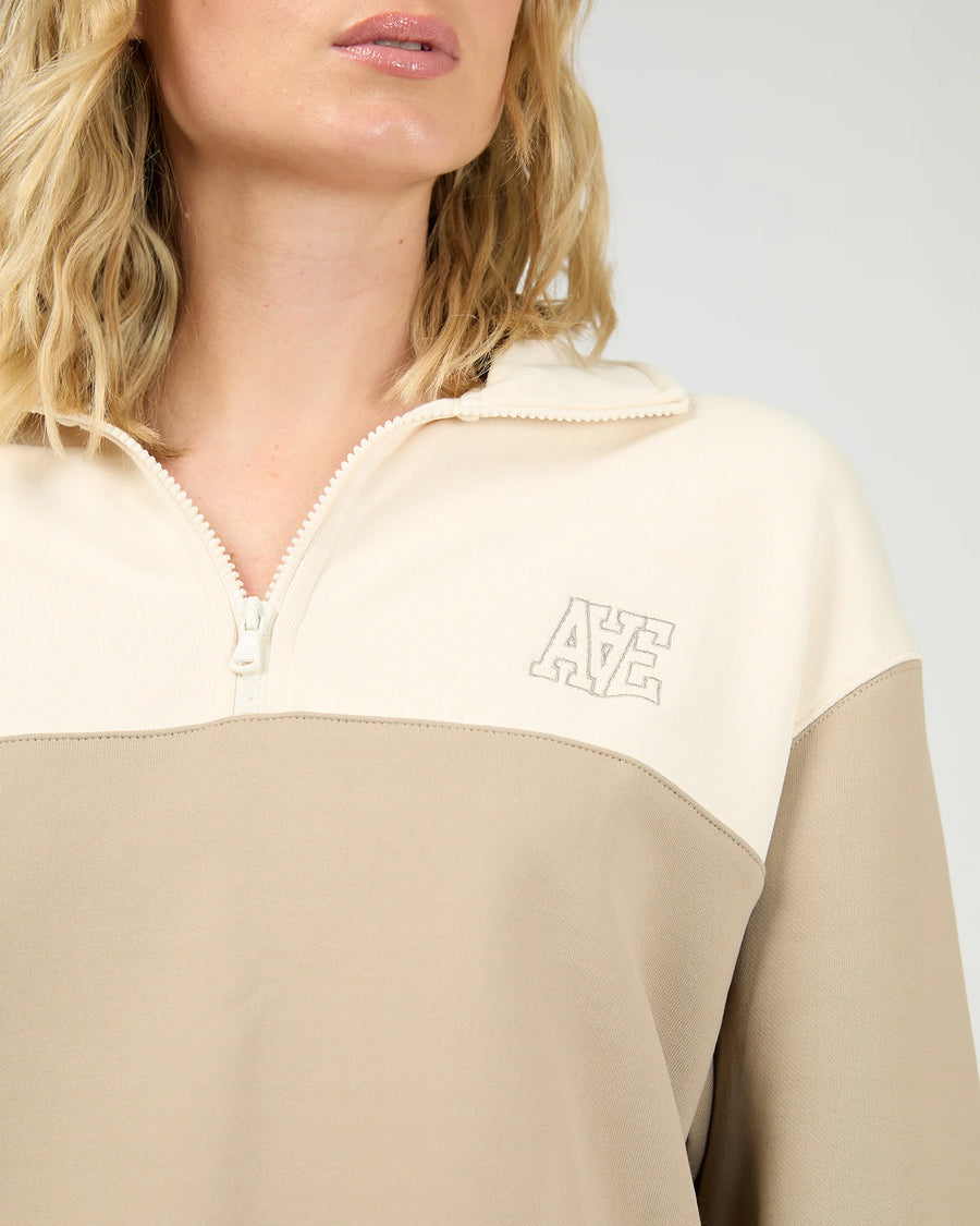ALL ABOUT EVE LUXE ACTIVE QUARTER ZIP - STONE - WILDROSE