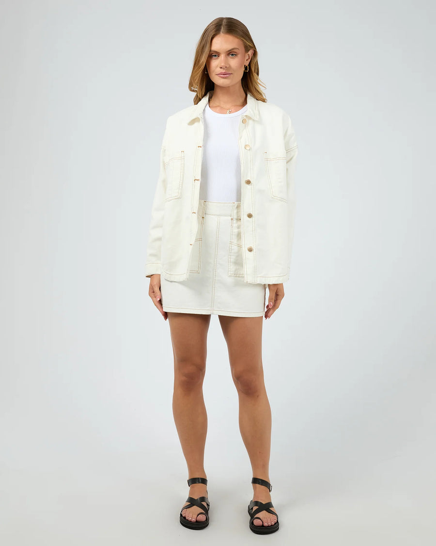 ALL ABOUT EVE COCO DENIM SHACKET - VINTAGE WHITE - WILDROSE