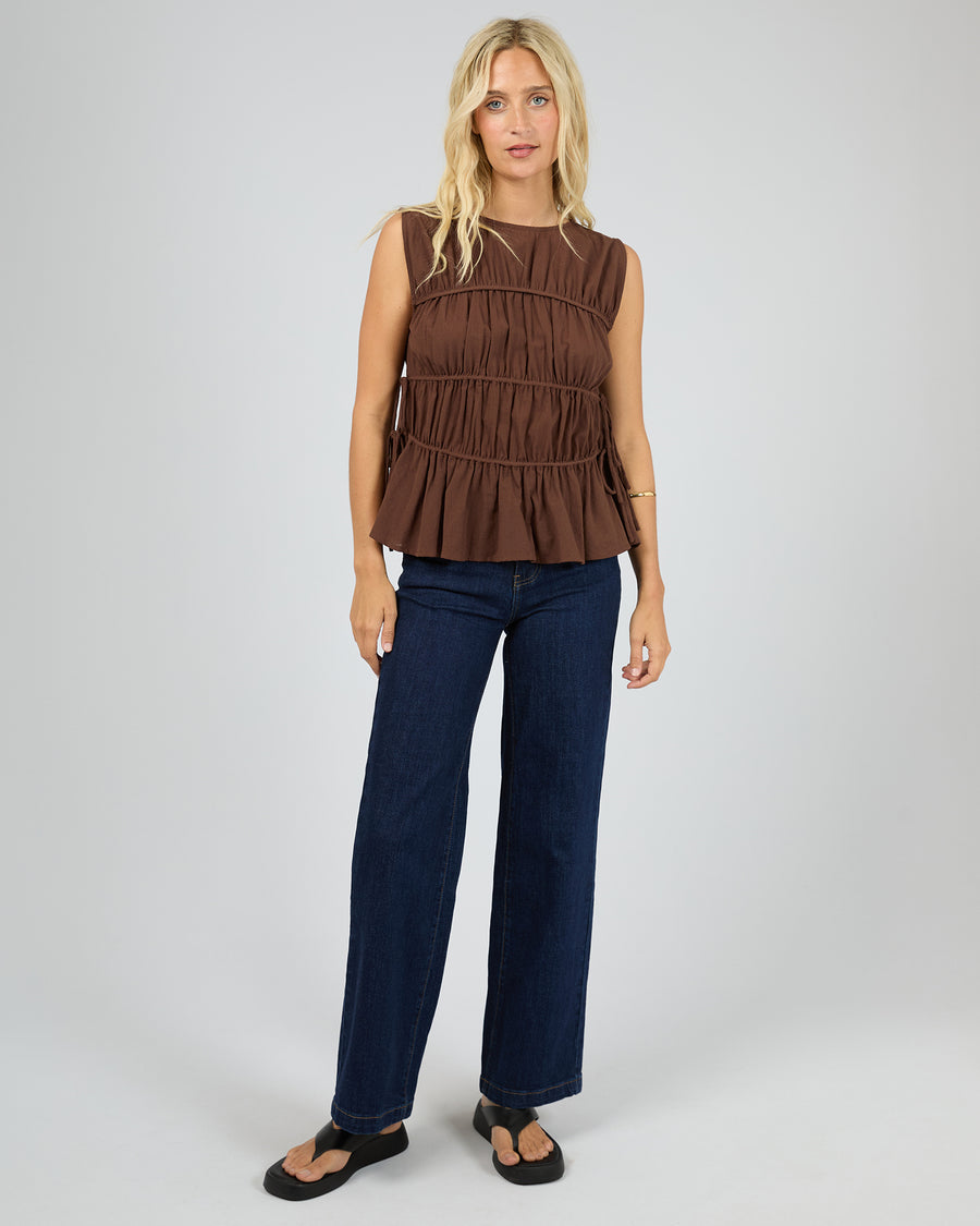 ALL ABOUT EVE LOU LOU TIE TOP - BROWN - WILDROSE