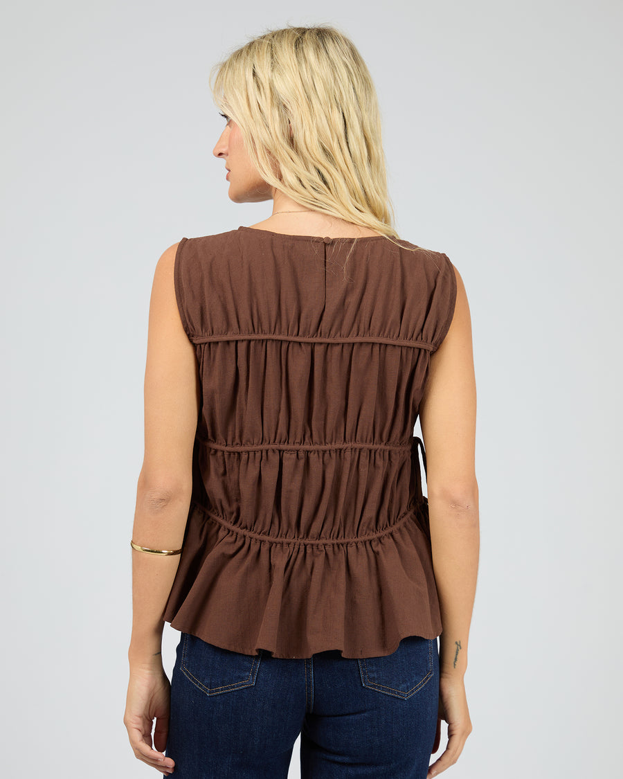 ALL ABOUT EVE LOU LOU TIE TOP - BROWN - WILDROSE