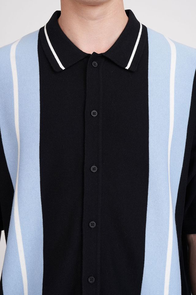 HUFFER MENS BIRDIE KNIT SHIRT - BLACK - WILDROSE