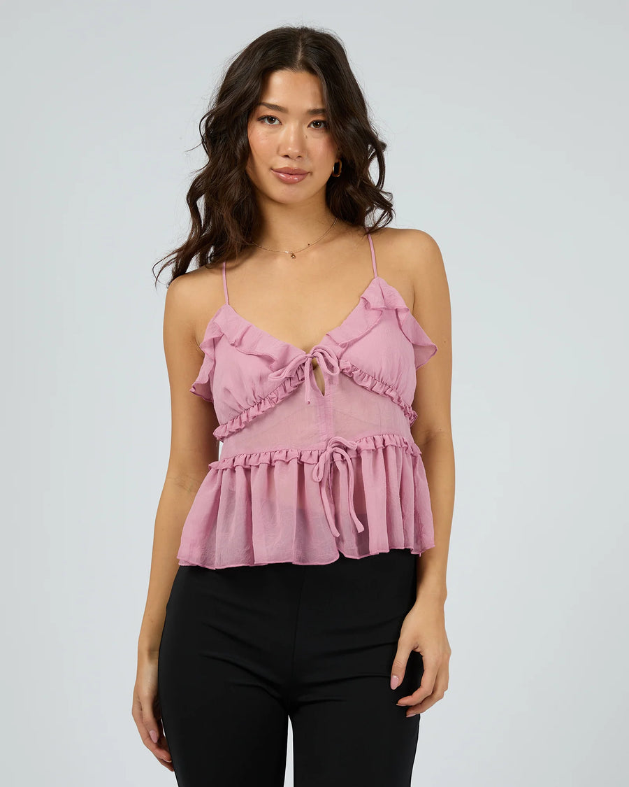 JORGE VERONICA RUFFLE CAMI - PINK - WILDROSE