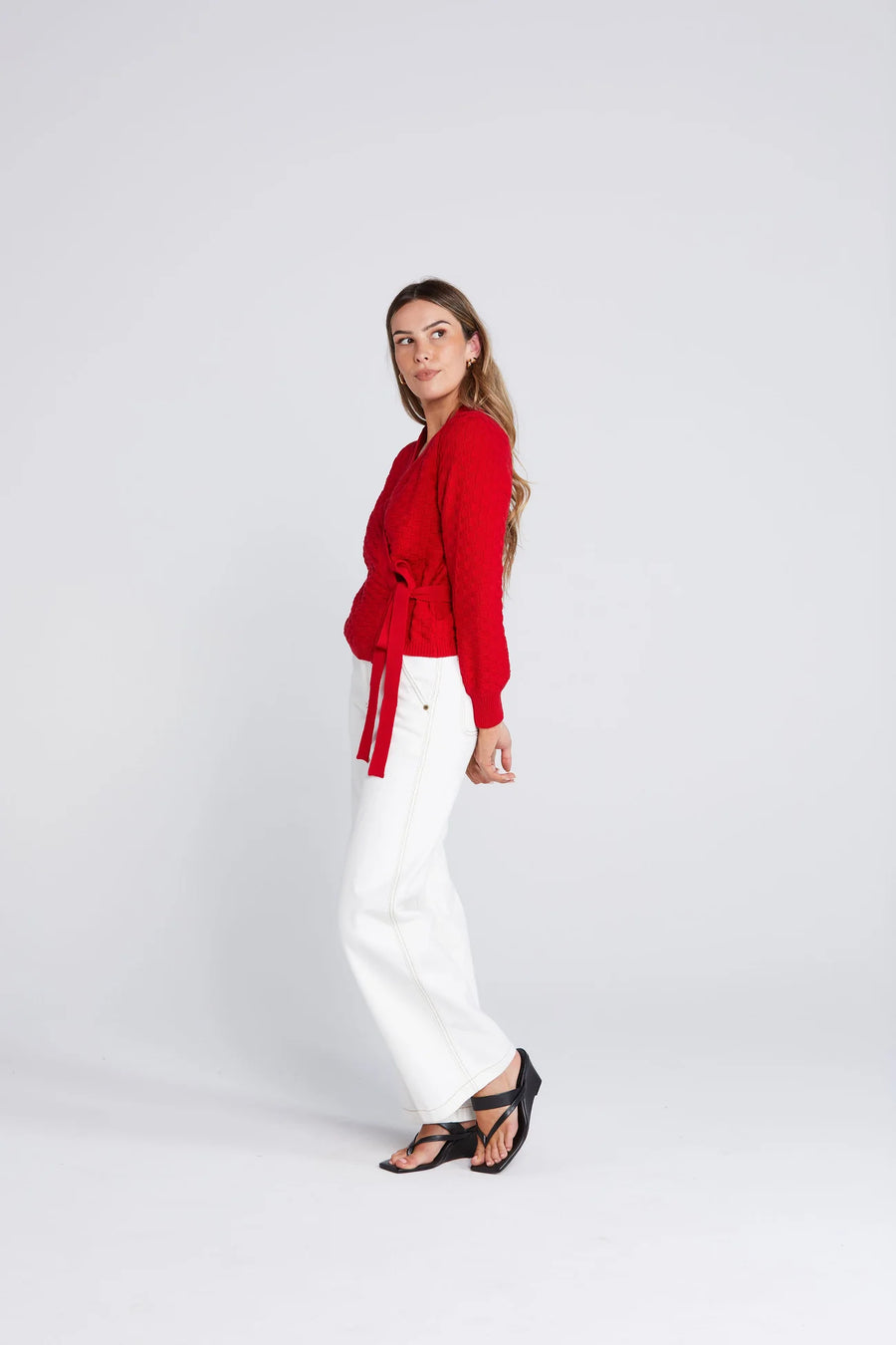 THING THING WRAPT CARDIGAN - SIZZLING SCARLET - WILDROSE