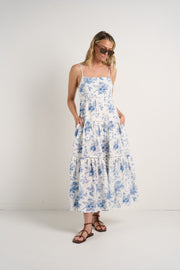 IVY + JACK UNIVERSE PORCELAIN PRINT TIE BACK STRAPPY MAXI DRESS - WILDROSE