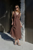 AMONG THE BRAVE INFINITY CHOCOLATE POLKA DOT SLEEVELESS BIAS MIDI DRESS - WILDROSE