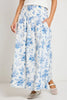 IVY + JACK AFFINITY PORCELAIN PRINT SHIRRED BACK TIERED MAXI SKIRT - WILDROSE