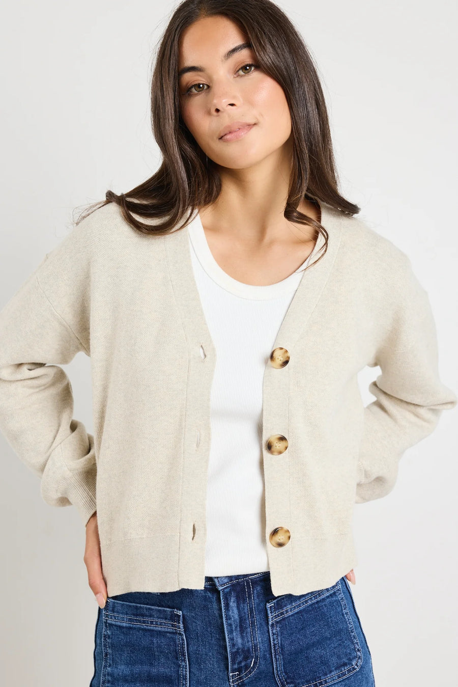 IVY + JACK  AGATHA OAT KNIT CARDIGAN - WILDROSE