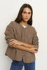 STORIES TO BE TOLD APEX MOCHA COLLARLESS PUFFER JACKET - WILDROSE