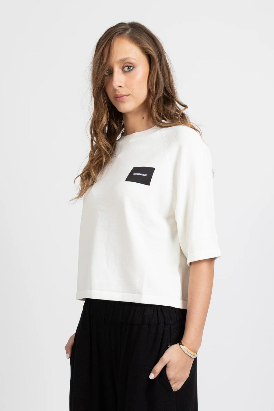 FEDERATION BADGE KNIT TOP - IVORY - WILDROSE