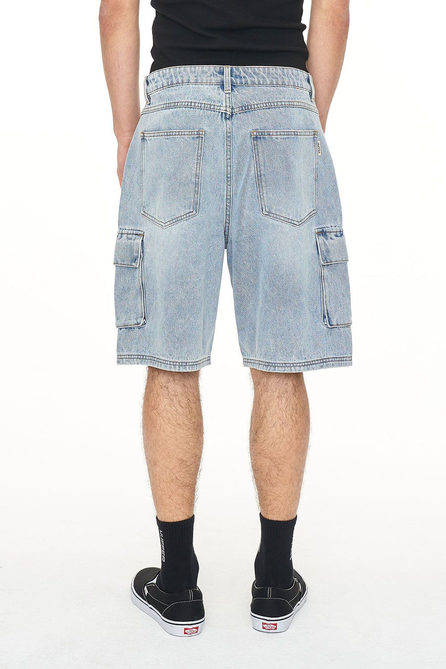 HUFFER 3D CARGO DENIM SHORT - LIGHT WASH - WILDROSE