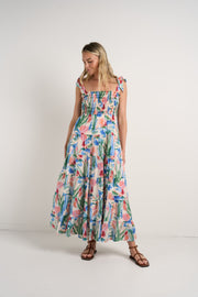 IVY + JACK ISABELLA WATERCOLOUR STRAPPY TIERED MAXI DRESS - WILDROSE