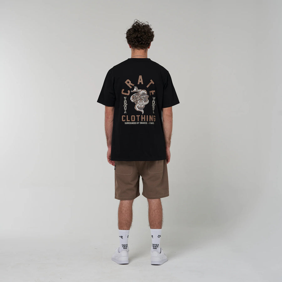 CRATE SNAKES & FAKES T-SHIRT - BLACK - WILDROSE