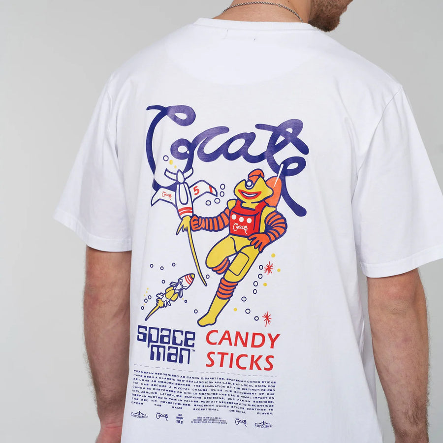 CRATE X SPACE MAN CANDY SCRIPTED T-SHIRT - WHITE - WILDROSE