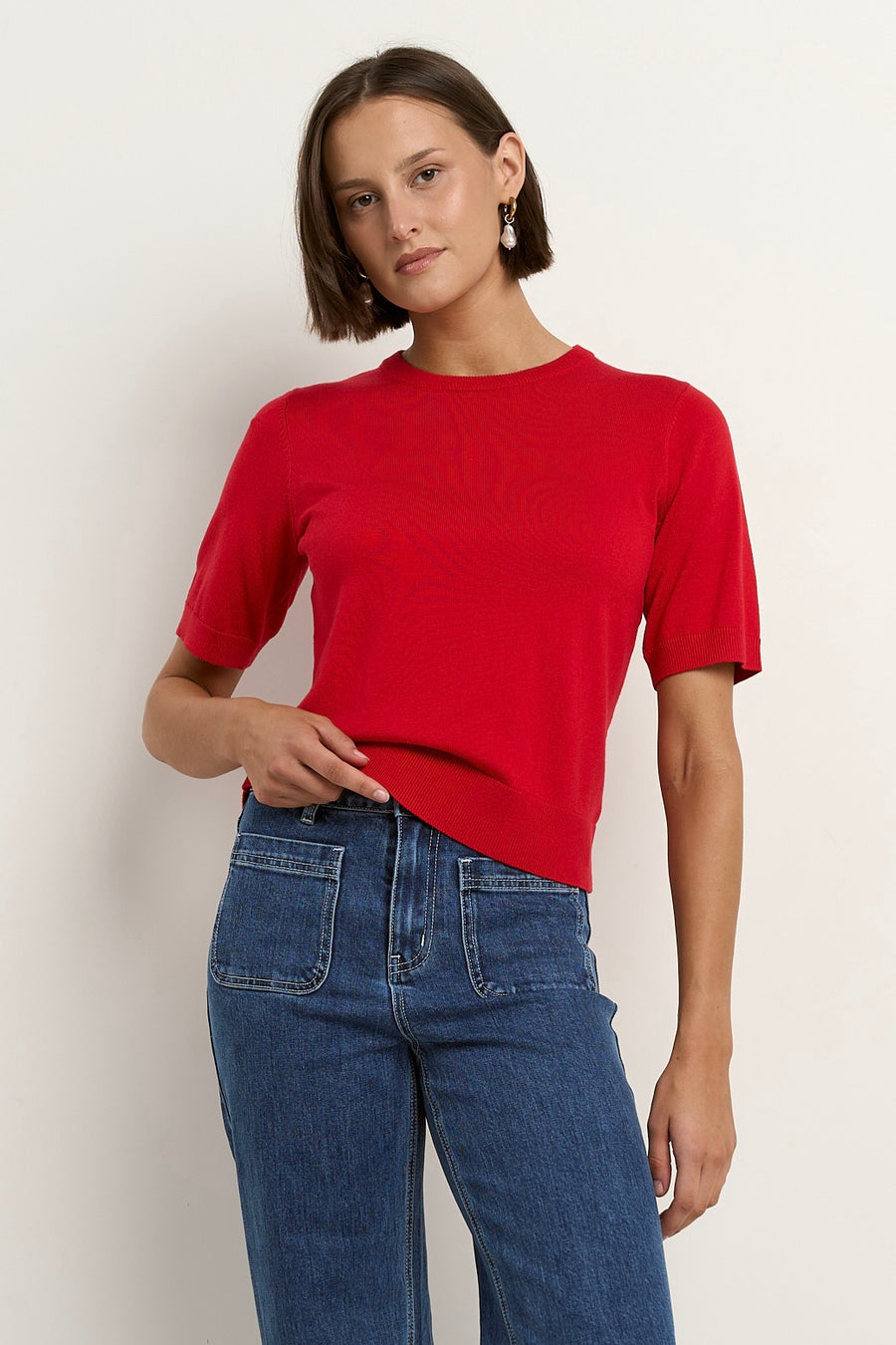 STORIES BE TOLD EDITION RED CREWNECK KNIT TEE - WILDROSE
