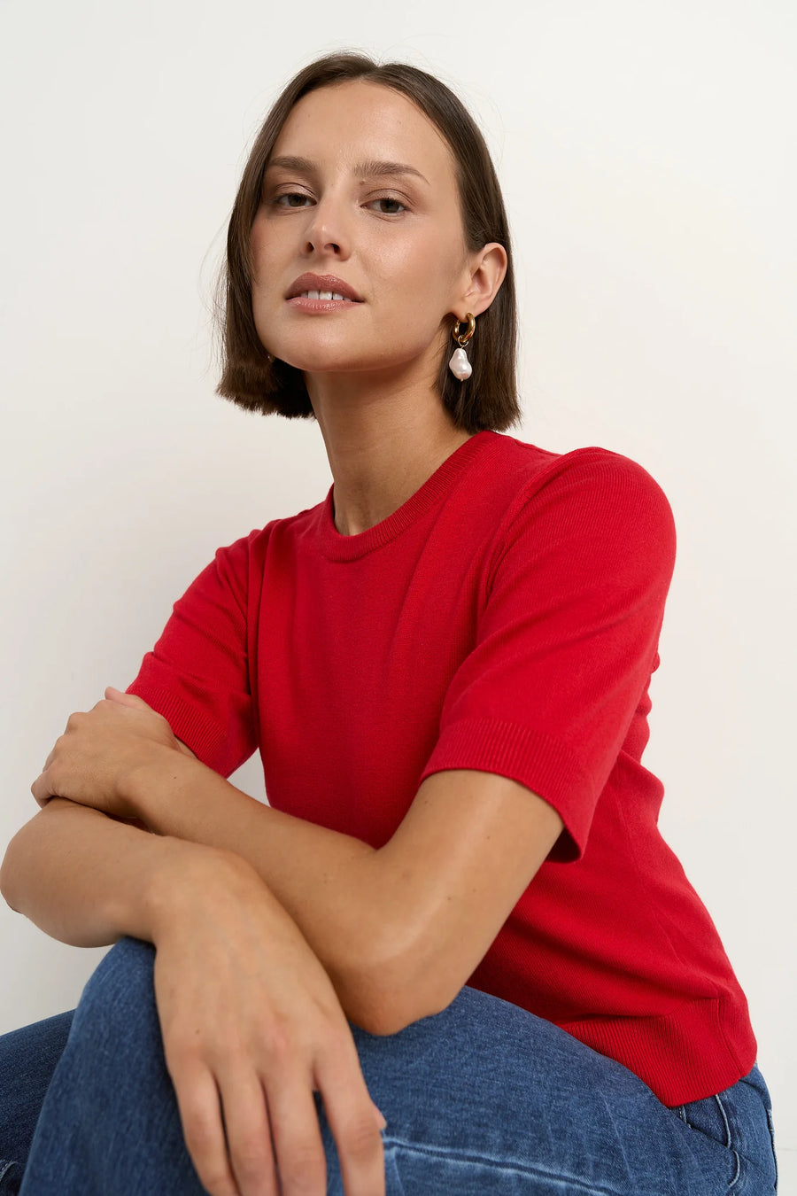 STORIES BE TOLD EDITION RED CREWNECK KNIT TEE - WILDROSE