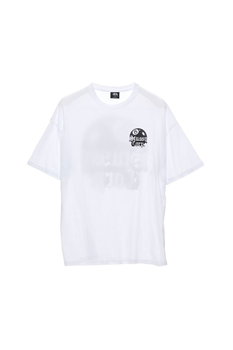 STUSSY 8 BALL CORP RELAXED TEE - WHITE - WILDROSE