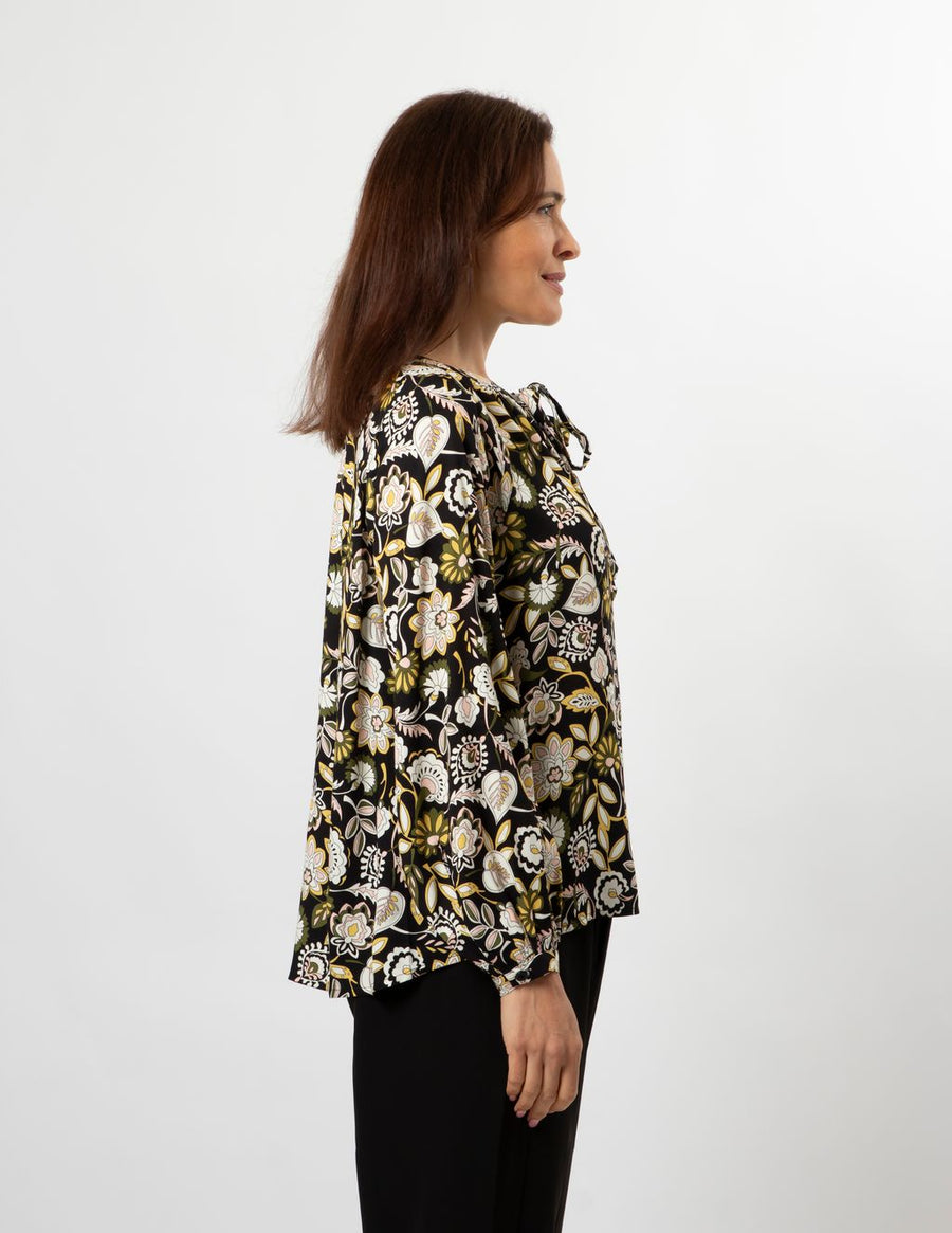 STELLA + GEMMA SAWYER BLOUSE - FOLK FLORAL - WILDROSE