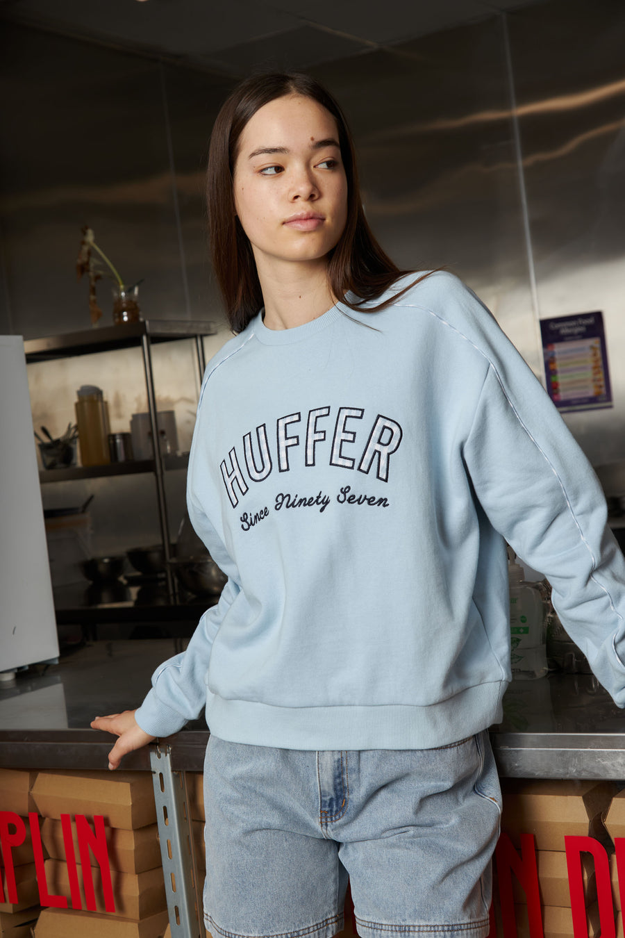 HUFFER SLOUCH CREW 350/CELINE Y2K - BLUE - WILDROSE