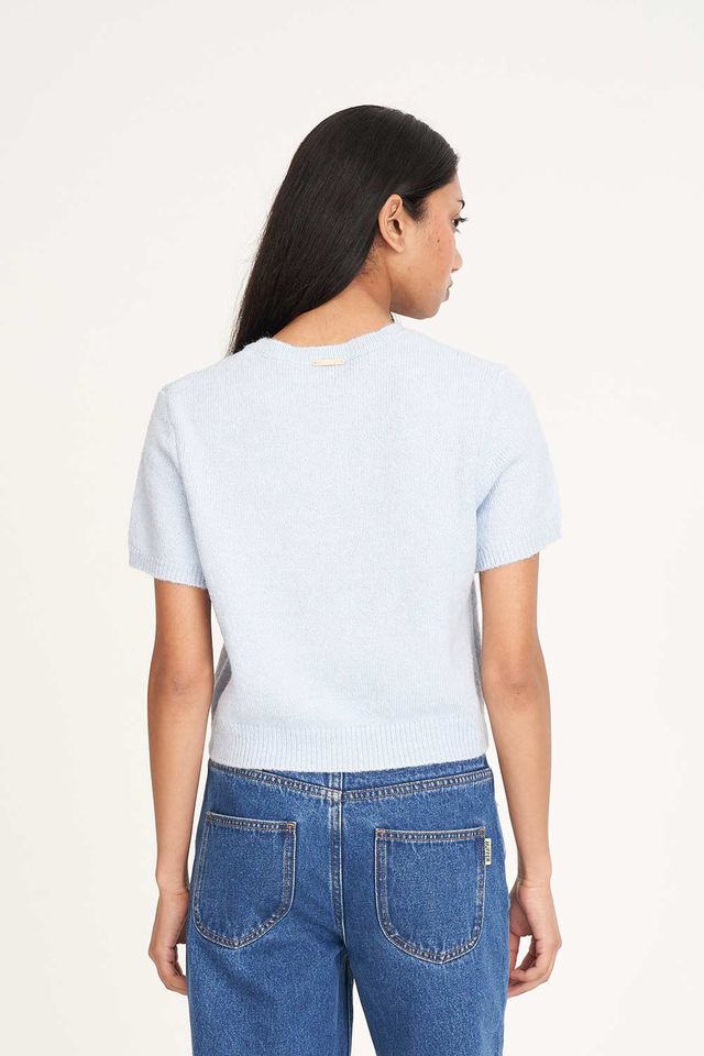 HUFFER KENZIE CROP KNIT TEE - ICE BLUE - WILDROSE