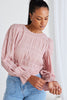 IVY + JACK IMAGINE BLUSH SHIRRED COTTON FRILL SLEEVE LS TOP - BLUSH - WILDROSE