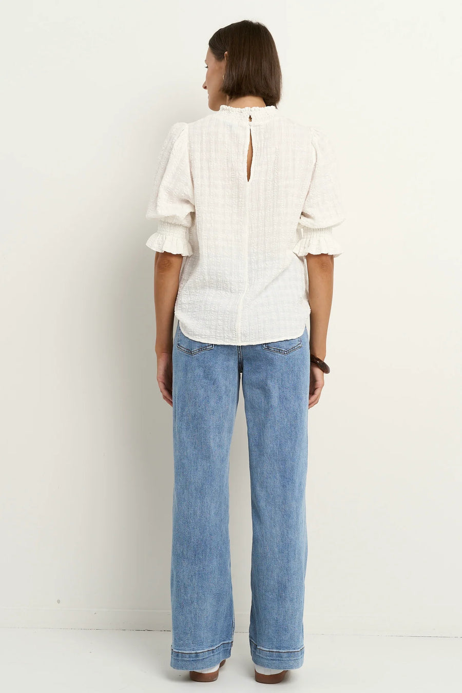 AMONG THE BRAVE INFLUENTIAL IVORY TEXTURE HIGH NECK TOP - WILDROSE