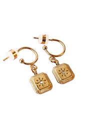 PENNY FOGGO LITTLE SQUARE SUN HALF HOOPS - GOLD - WILDROSE