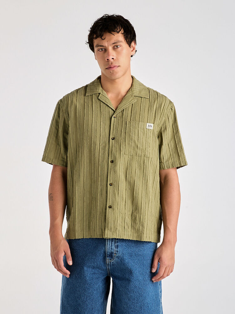 LEE BOX HOLIDAY SHIRT - MOSS STRIPE - WILDROSE