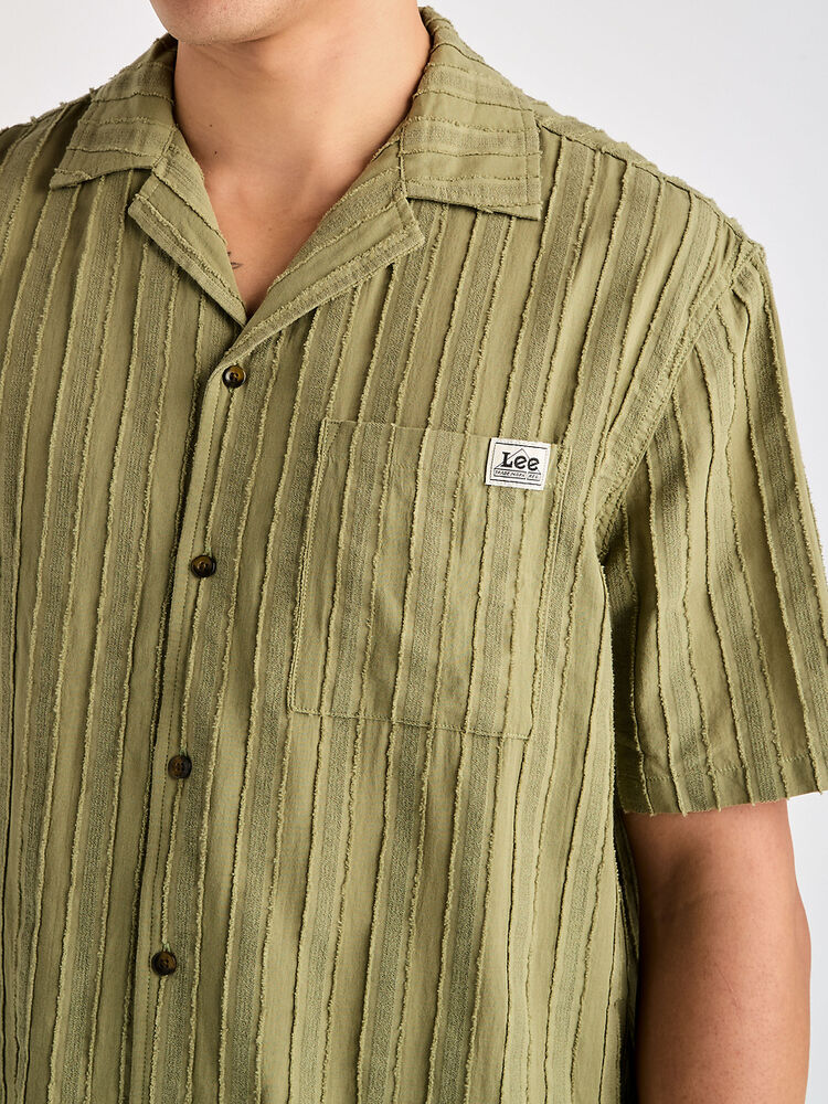 LEE BOX HOLIDAY SHIRT - MOSS STRIPE - WILDROSE