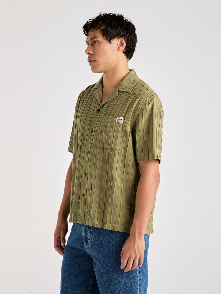 LEE BOX HOLIDAY SHIRT - MOSS STRIPE - WILDROSE