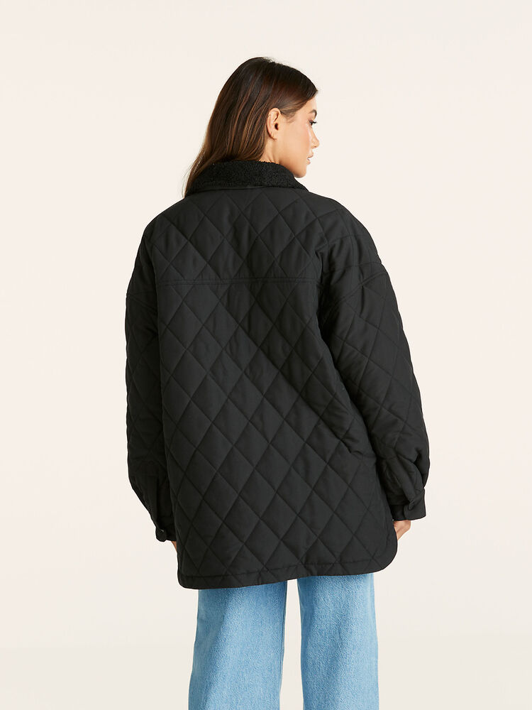 LEE QUINN QUILTED JACKET - BLACK - WILDROSE