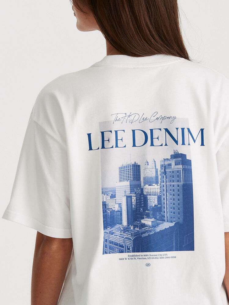 LEE CITYSCAPE BAGGY TEE - OPTIC WHITE - WILDROSE