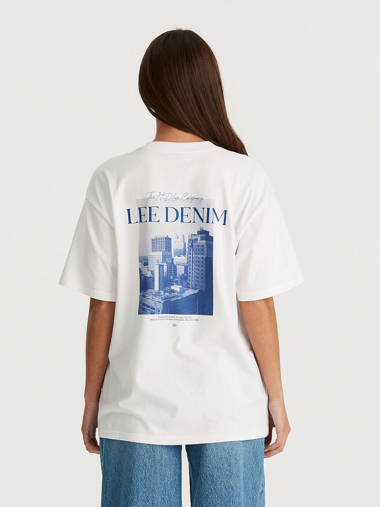 LEE CITYSCAPE BAGGY TEE - OPTIC WHITE - WILDROSE