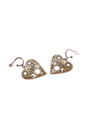 PENNY FOGGO MIDI PATTERNED HEART HALF HOOPS - SILVER - WILDROSE