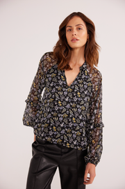 MINKPINK TAYLEE LONG SLEEVE BLOUSE - WILDROSE