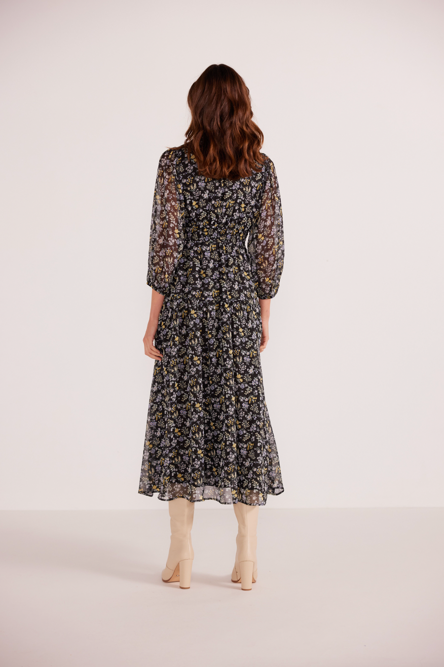 MINKPINK TAYLEE LONG SLEEVE MIDI DRESS - WILDROSE