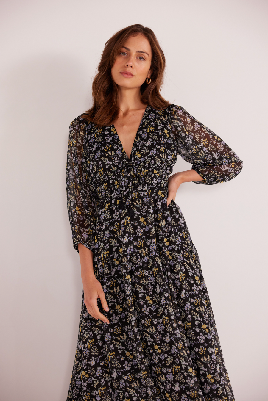 MINKPINK TAYLEE LONG SLEEVE MIDI DRESS - WILDROSE