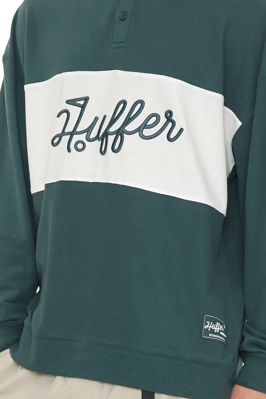 HUFFER PIQUE RUGBY CREW - GOLF GREEN - WILDROSE