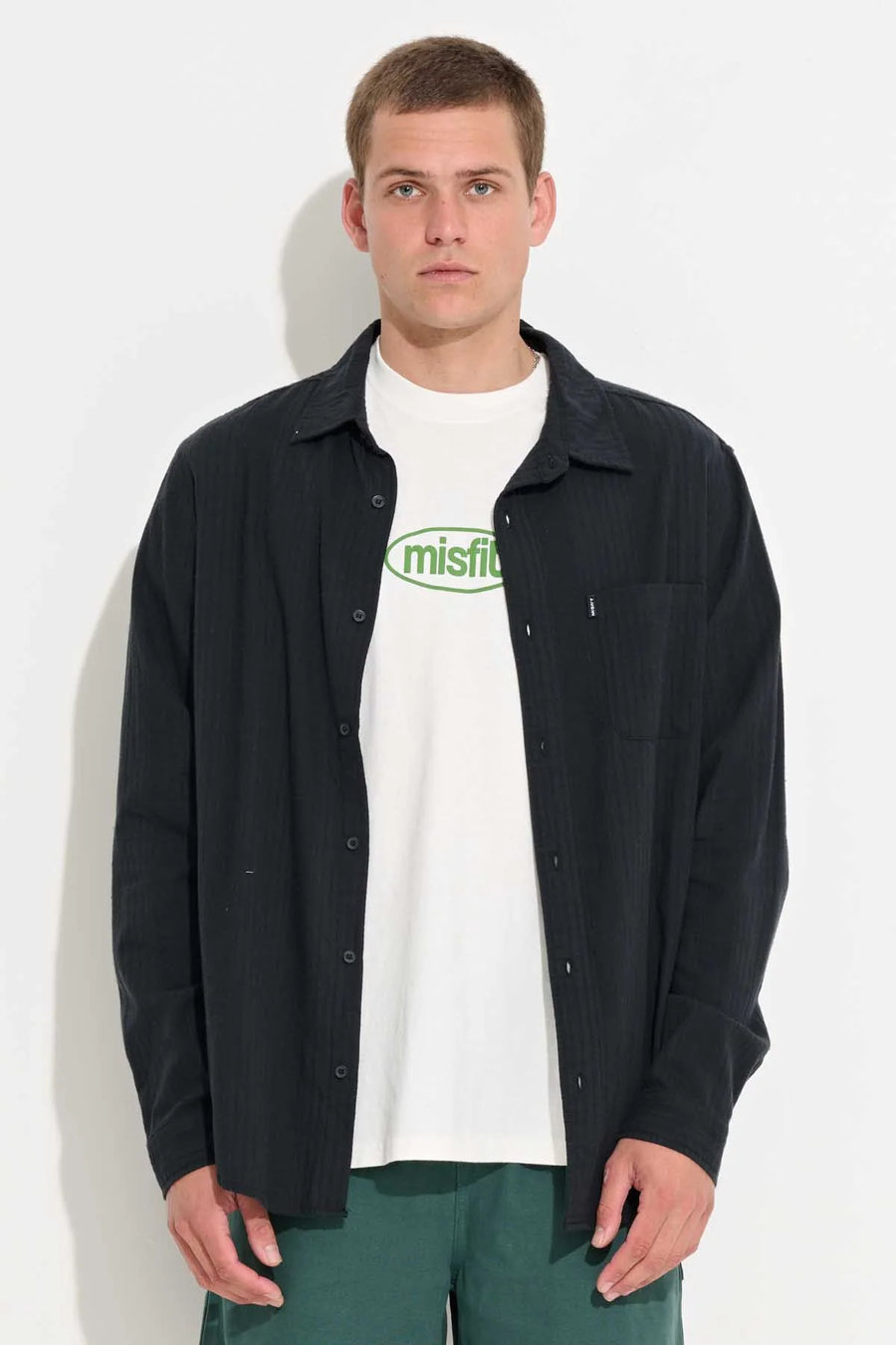 MISFIT DAL FORM LS SHIRT - BLACK - WILDROSE