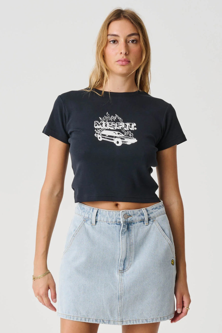 MISFIT FAST TYMES RIB TEE - THRIFT BLACK - WILDROSE