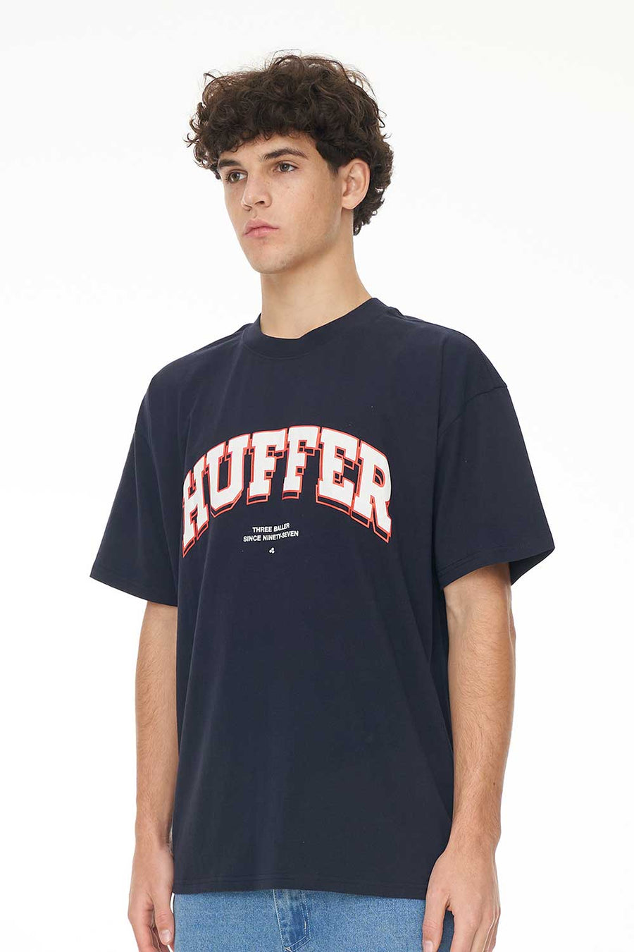 HUFFER BLOCK TEE 220/POST UP - NAVY - WILDROSE