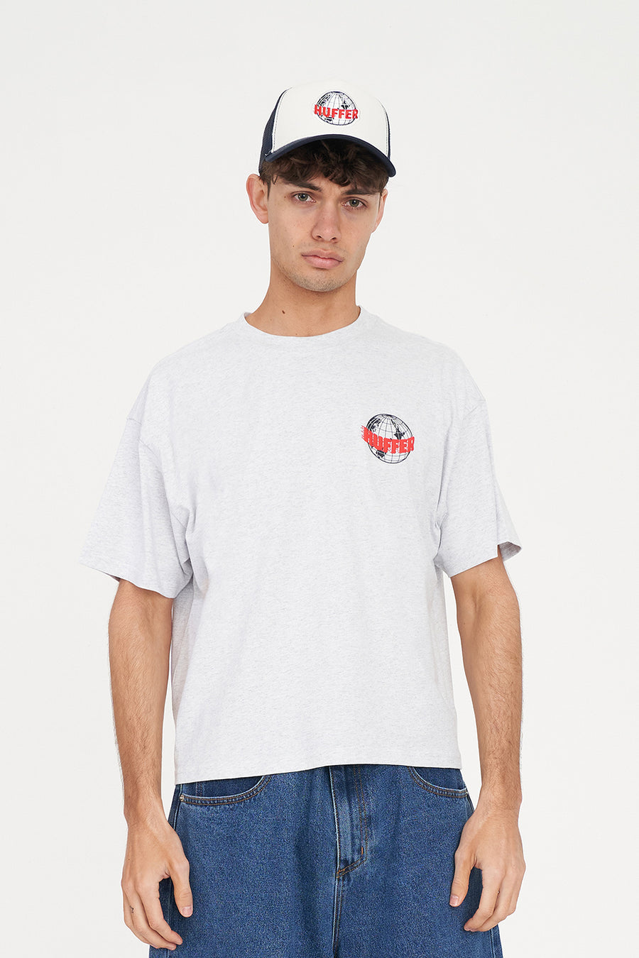 HUFFER BLOCK CROP TEE/AIR HUFFER - SILVER MARLE - WILDROSE