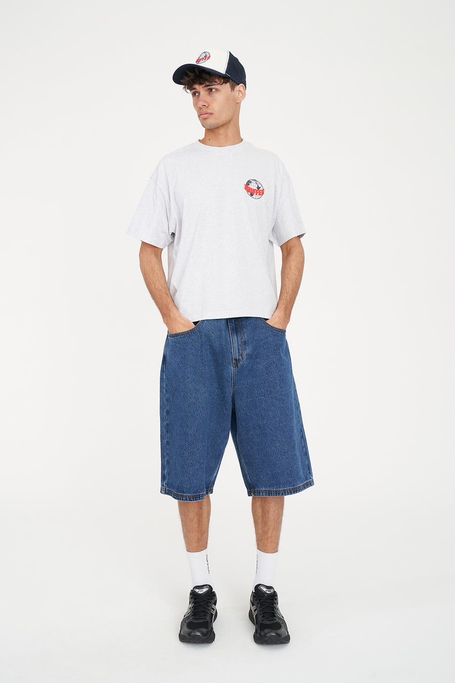 HUFFER BLOCK CROP TEE/AIR HUFFER - SILVER MARLE - WILDROSE