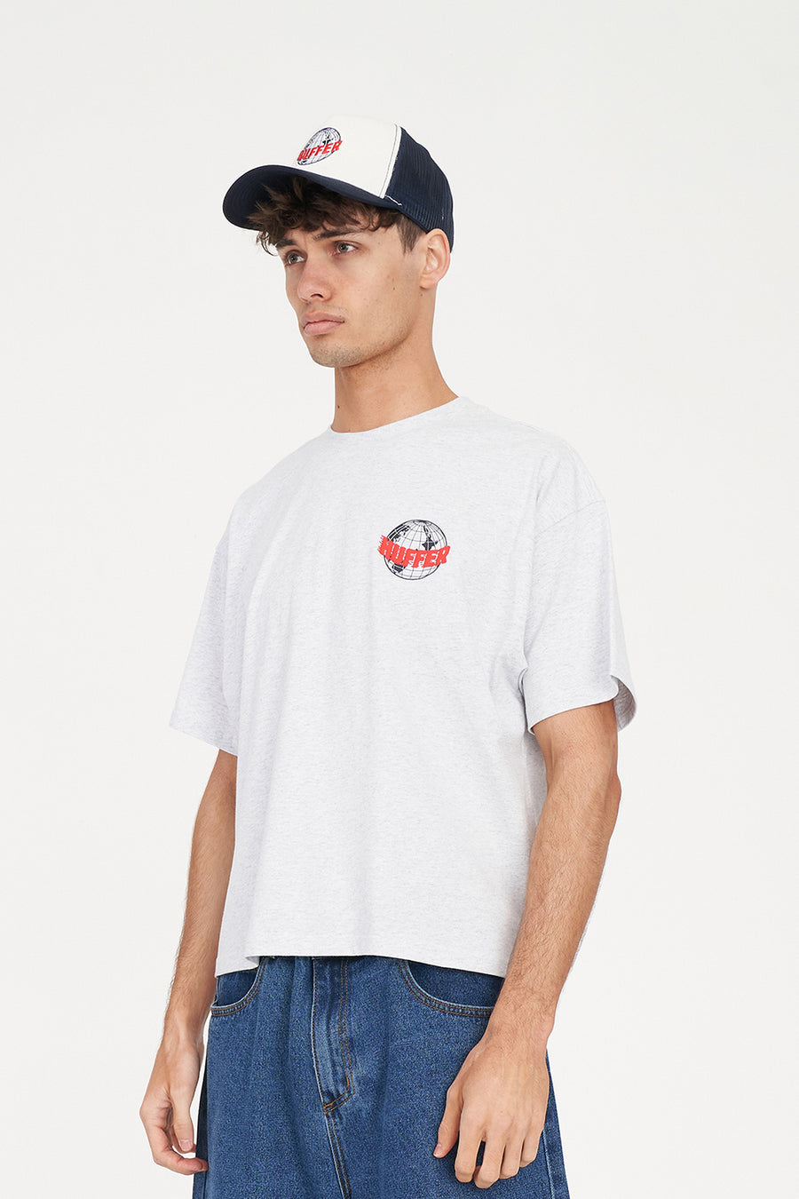HUFFER BLOCK CROP TEE/AIR HUFFER - SILVER MARLE - WILDROSE