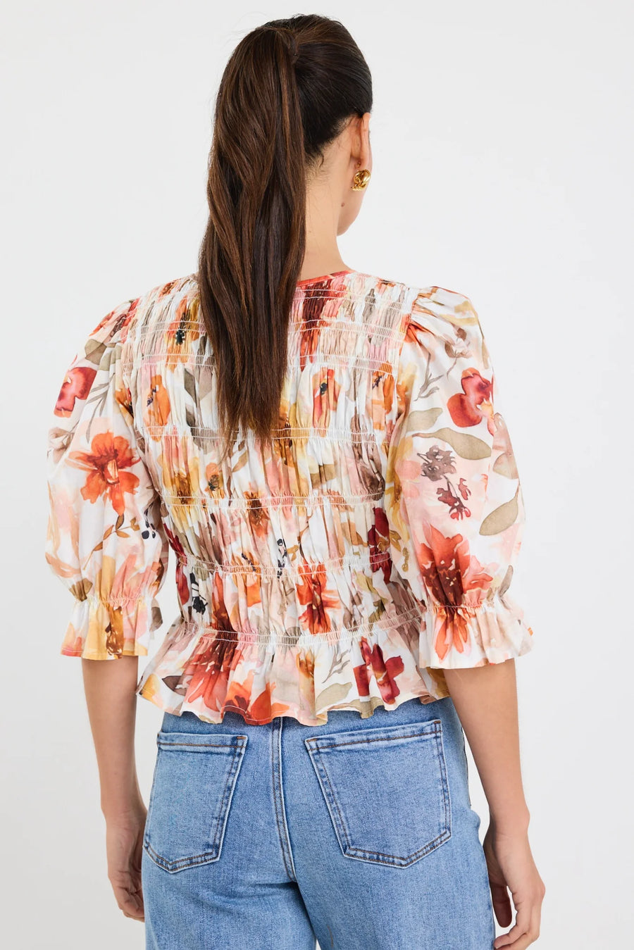 IVY + JACK MELODIC SUNRISE MEADOW SHIRRED BODY SS TOP - SUNRISE MEADOW - WILDROSE